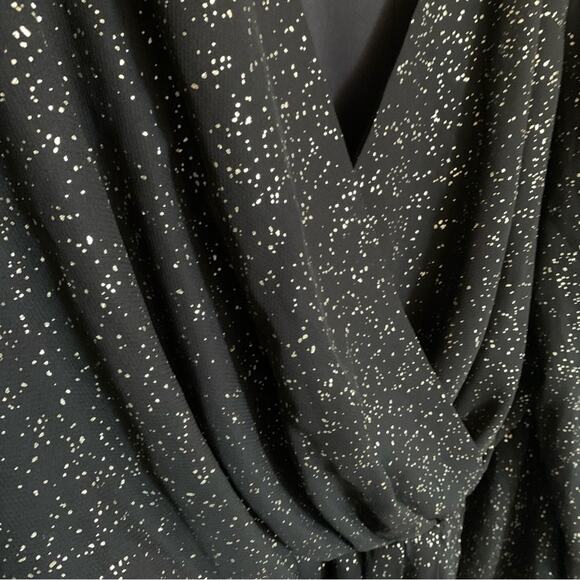 Lane Bryant | metallic print tunic long sleeve elastic waist cross front v neck - Picture 5 of 12